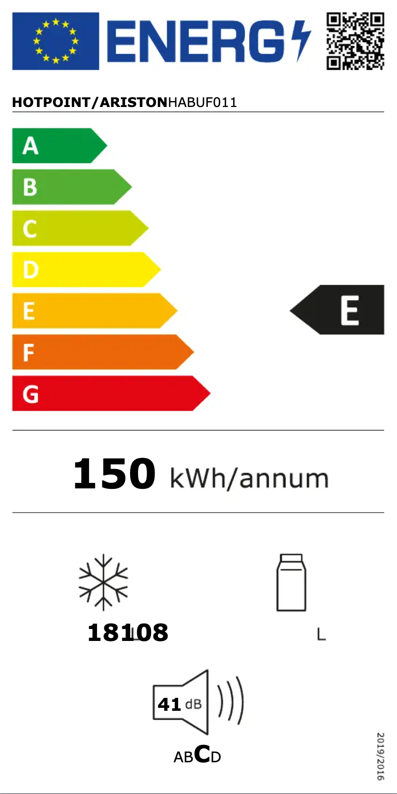 Page n°1 - Label énergétique Hotpoint HABUF011