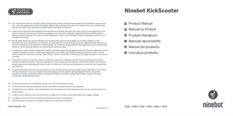 Page n°1 - Manuel utilisateur Segway Ninebot KickScooter F25E