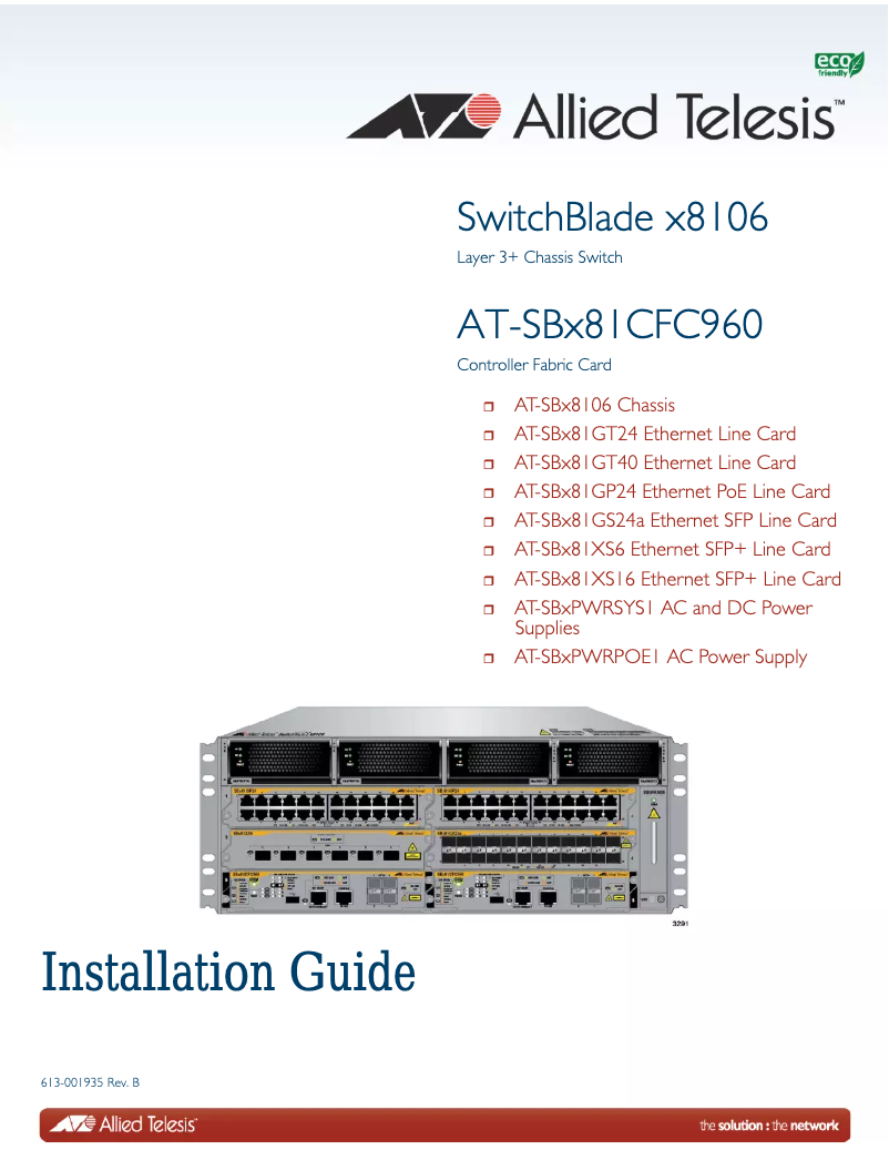 Image de la première page du manuel de l'appareil AT-SBx81XS16