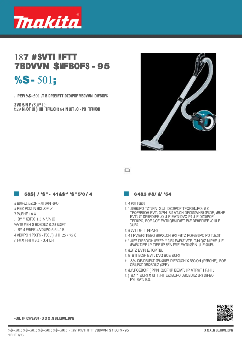 Page 1 de la notice Fiche technique Makita DCL501Z