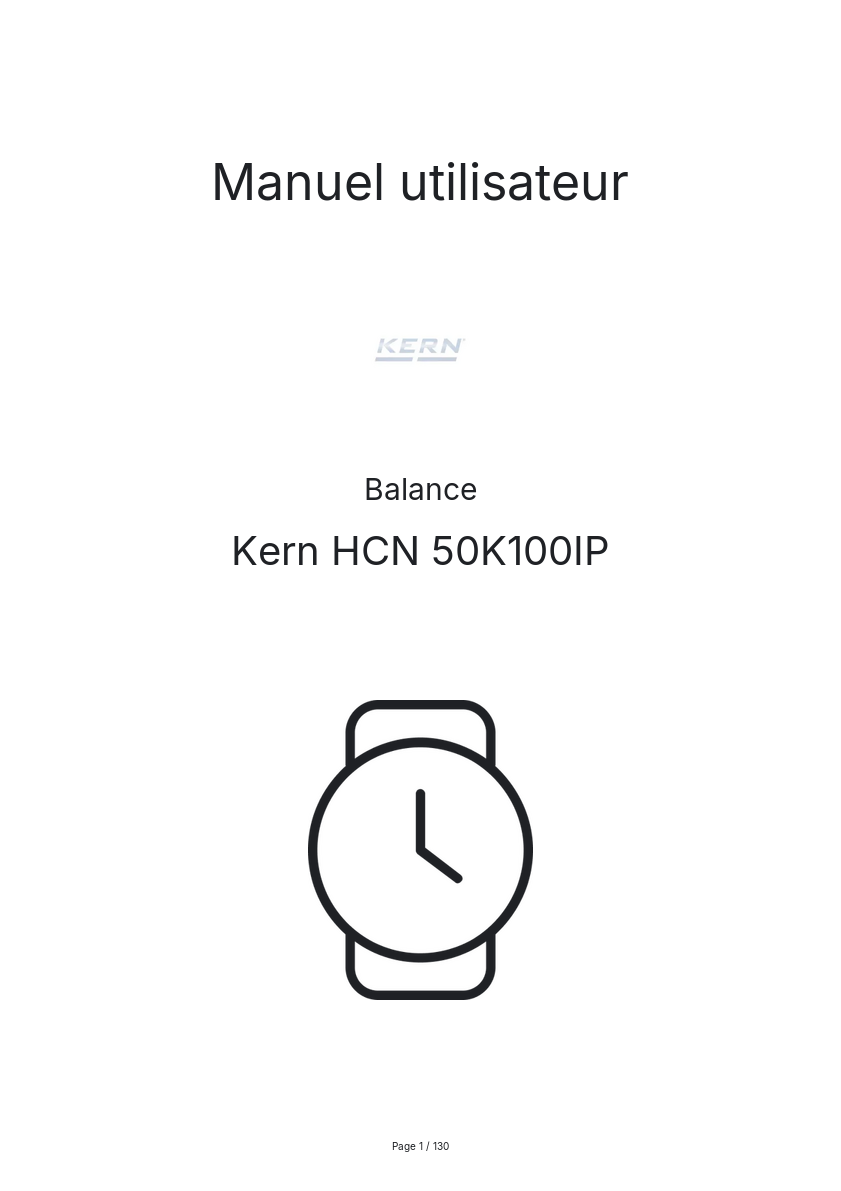 Page 1 de la notice Manuel utilisateur Kern HCN 50K100IP