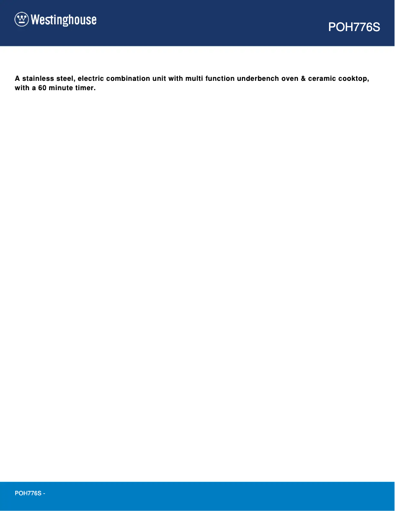 Page 1 de la notice Manuel utilisateur Westinghouse POH776S