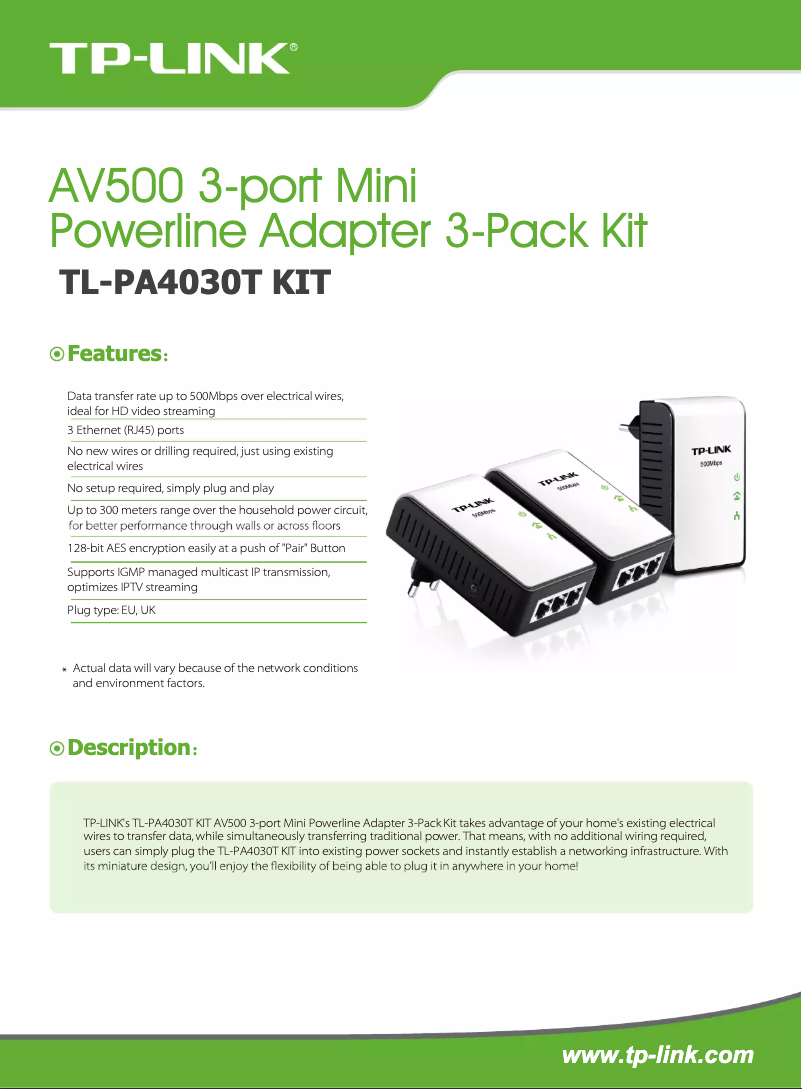Page n°1 - Fiche technique TP-Link TL-PA4030T