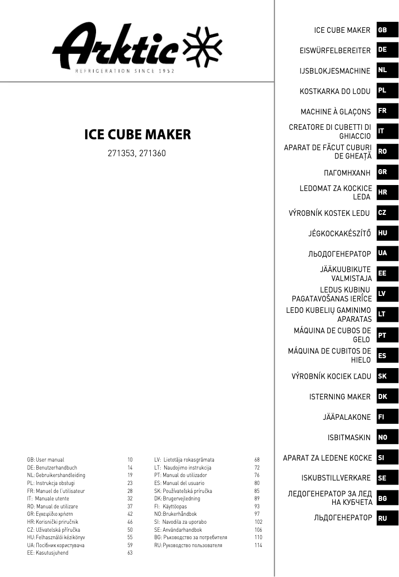 Page 1 de la notice Manuel utilisateur Arktic 271353