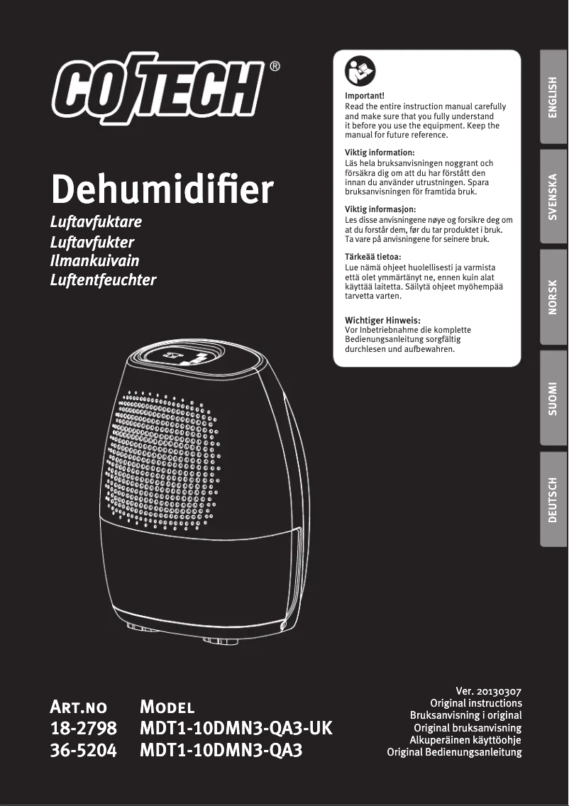 Página 1 del manual Manual de usuario Cotech MDT1-10DMN3-QA3