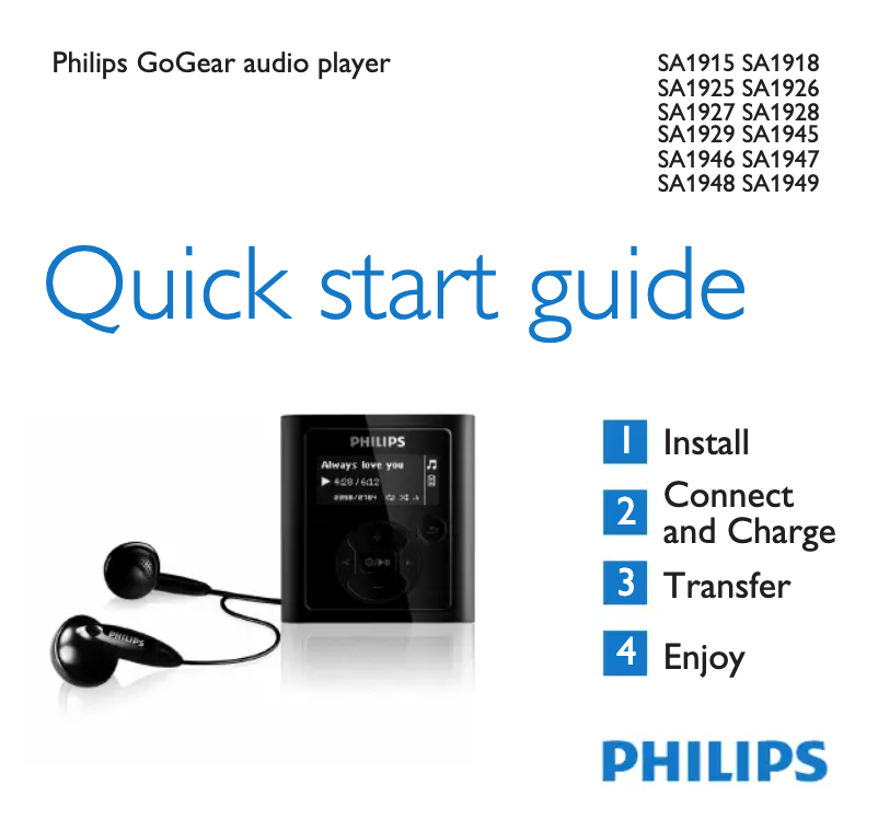Page n°1 - Guide de démarrage rapide Philips GoGear SA1928