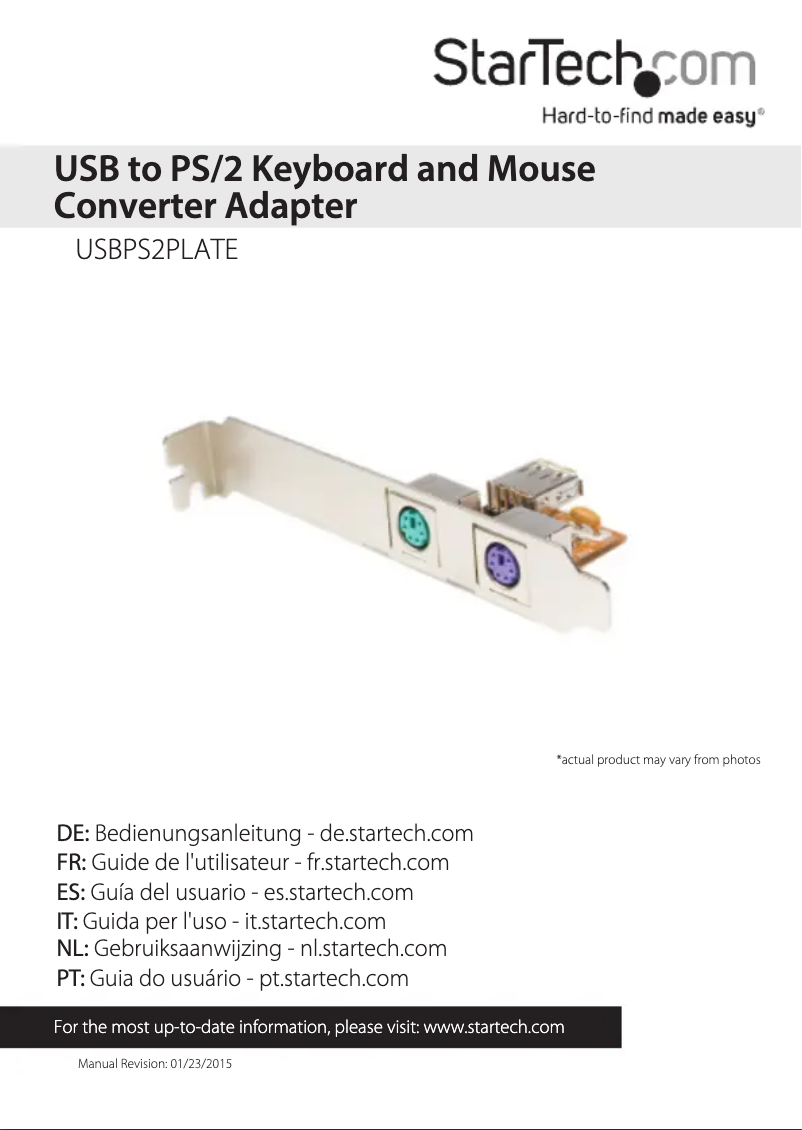 Image de la première page du manuel de l'appareil USBPS2PLATE