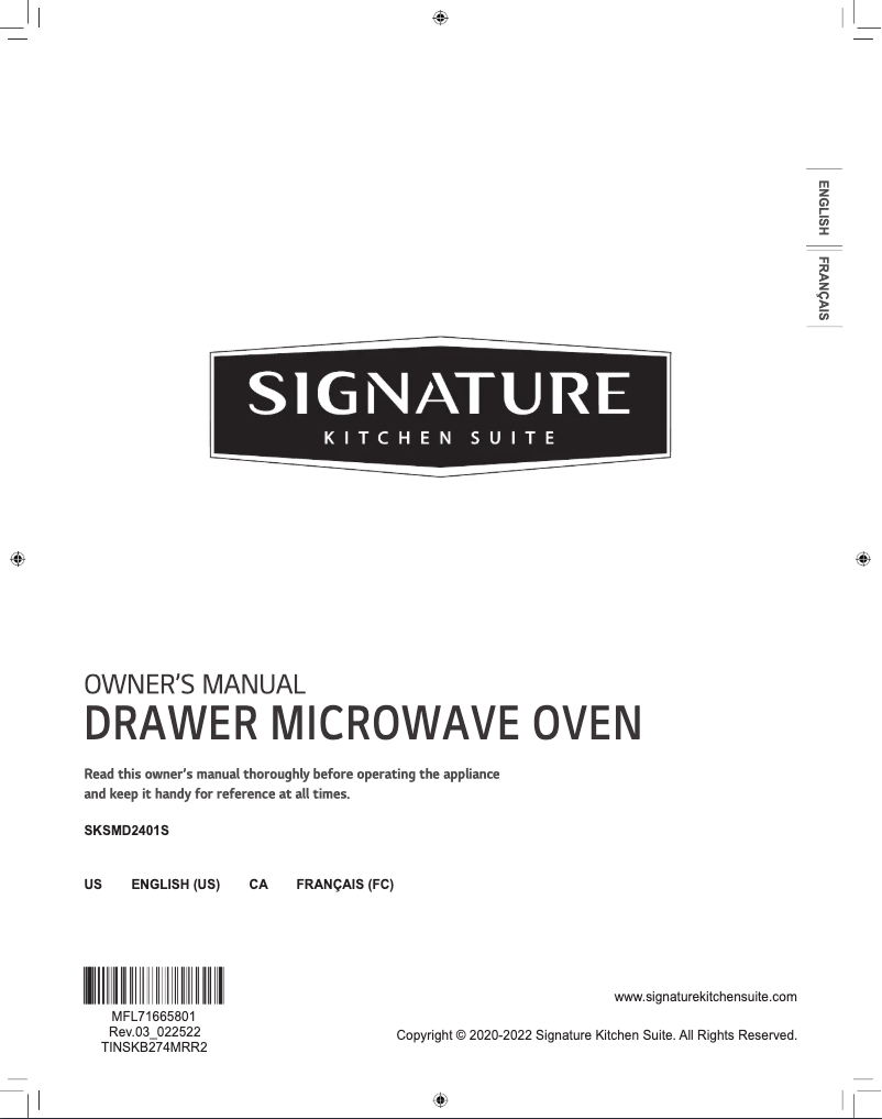 Page 1 de la notice Manuel utilisateur Signature SKSMD2401S