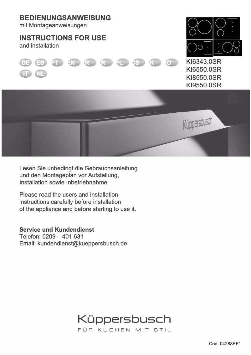 Page 1 de la notice Manuel utilisateur Küppersbusch KI6550.0SR