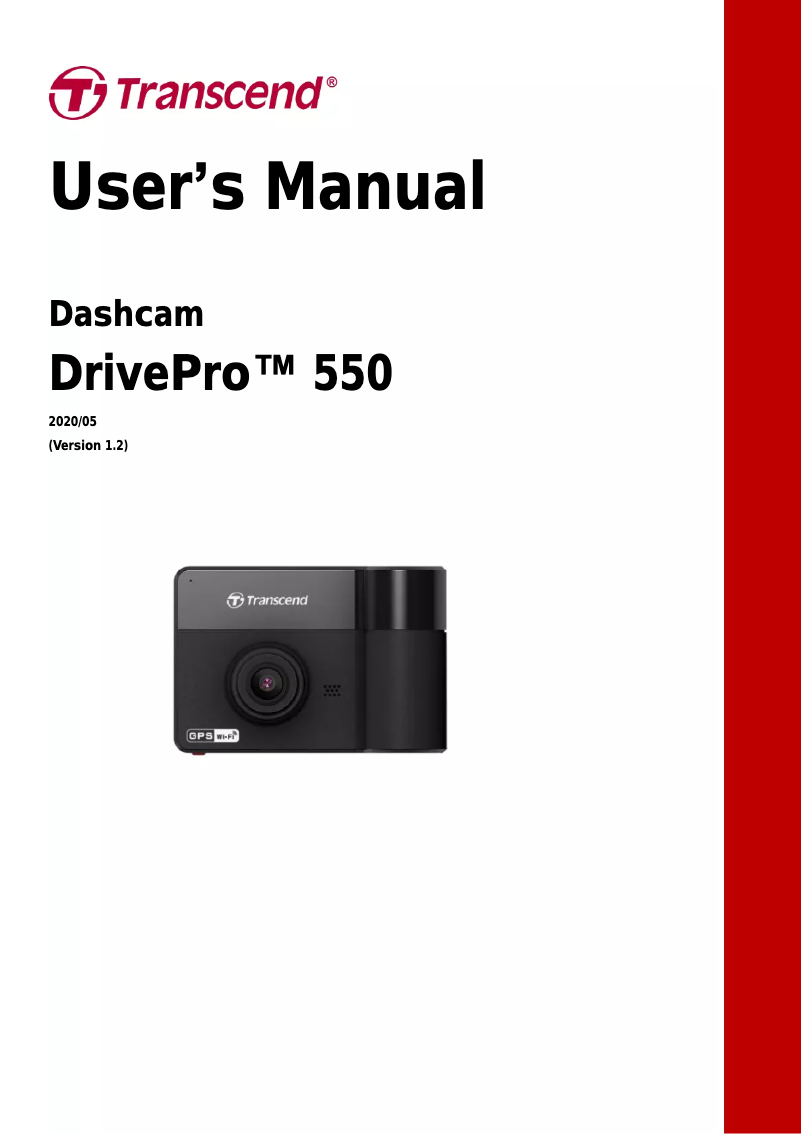 Page n°1 - Manuel utilisateur Transcend DrivePro 550