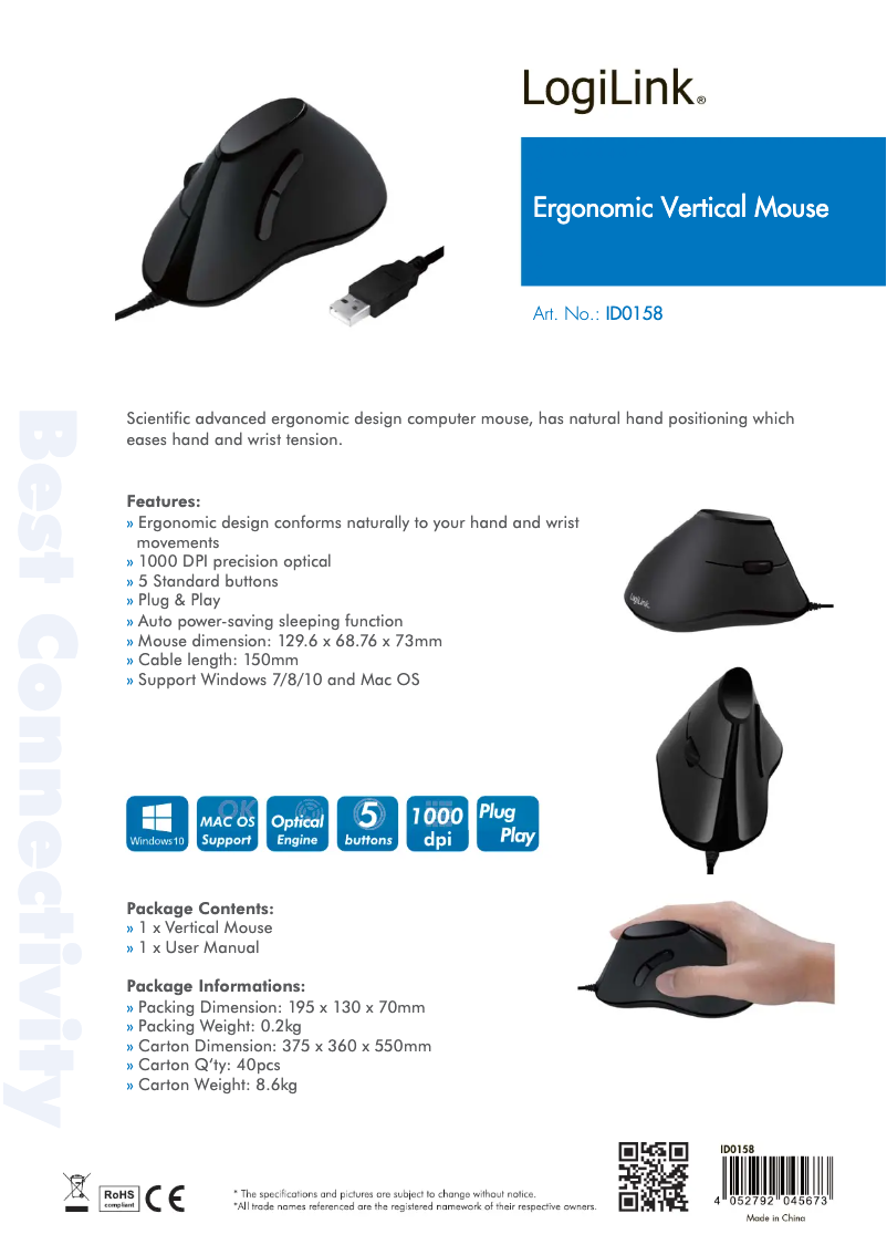 Page 1 de la notice Manuel utilisateur LogiLink ID0158