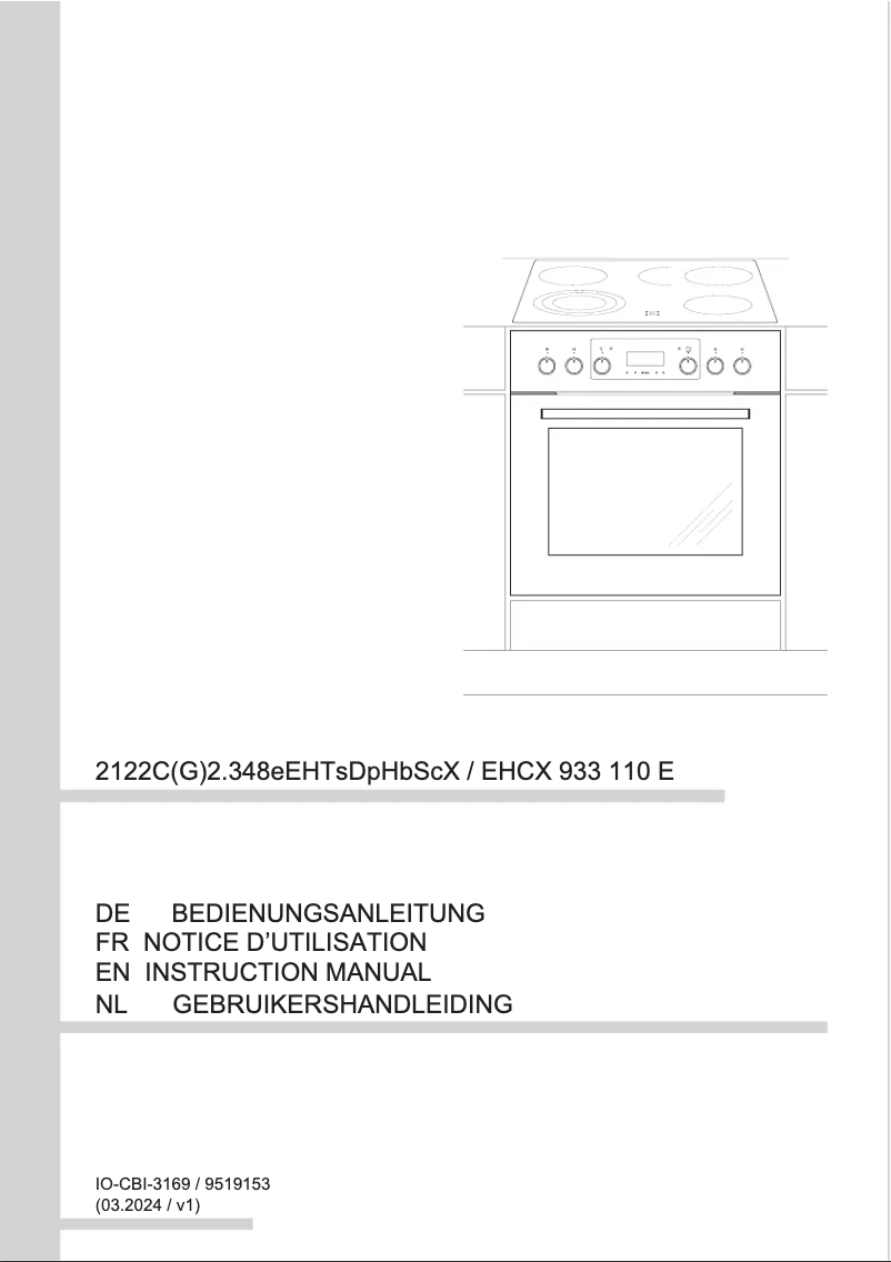 Page n°1 - Manuel utilisateur Amica EHCX 933 110 E