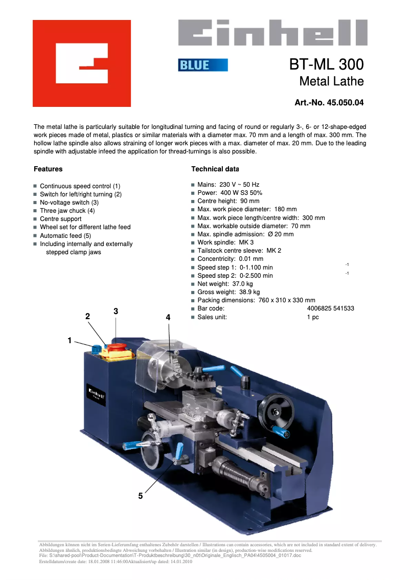 Image de la première page du manuel de l'appareil BT-ML 300