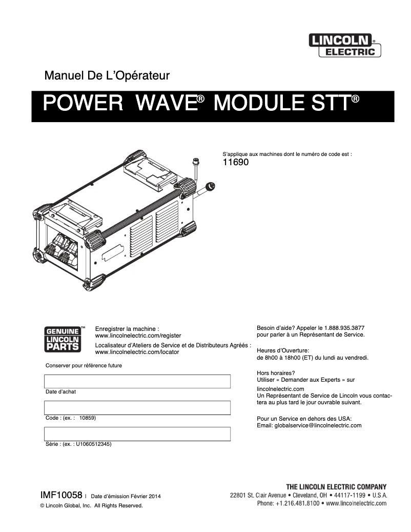 Página 1 del manual Manual de usuario Lincoln Electric Power Wave STT Module