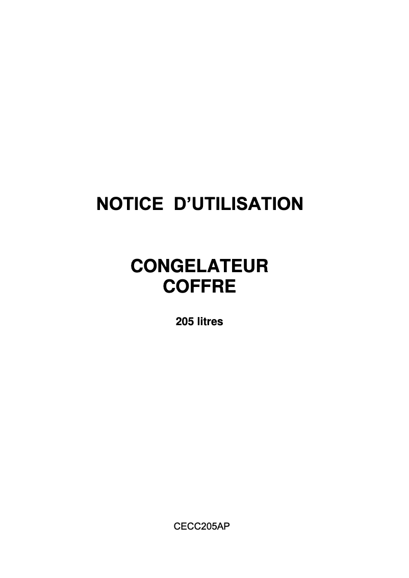 Page n°1 - Manuel utilisateur Continental Edison CECC205AP