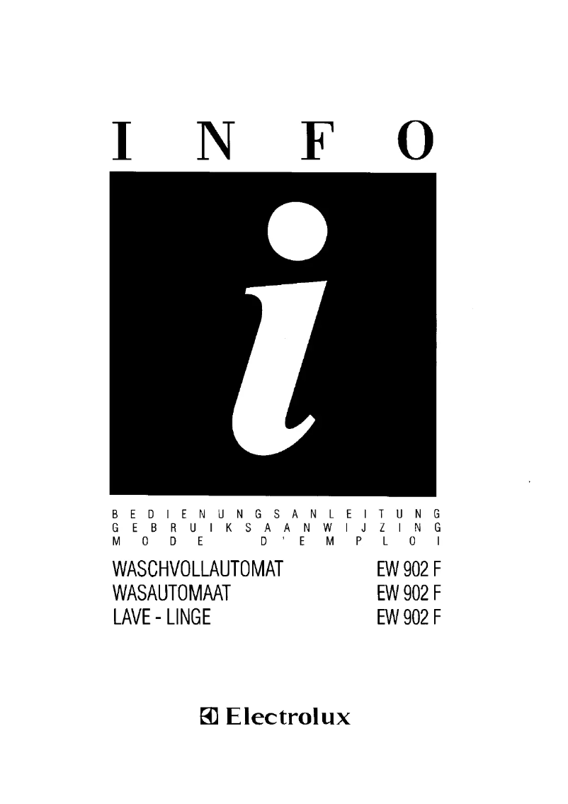 Page 1 de la notice Manuel utilisateur Electrolux EW902F