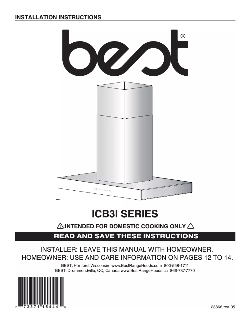 Page n°1 - Guide d'installation Best Ispira ICB3I36SBN