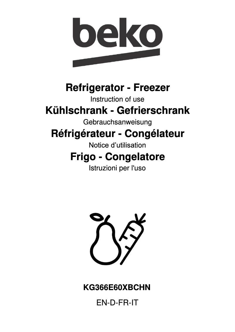 Page 1 de la notice Manuel utilisateur Beko KG366E60XBCHN