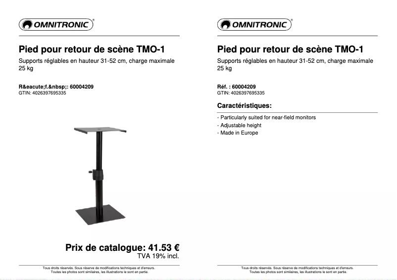 Image de la première page du manuel de l'appareil TMO-1