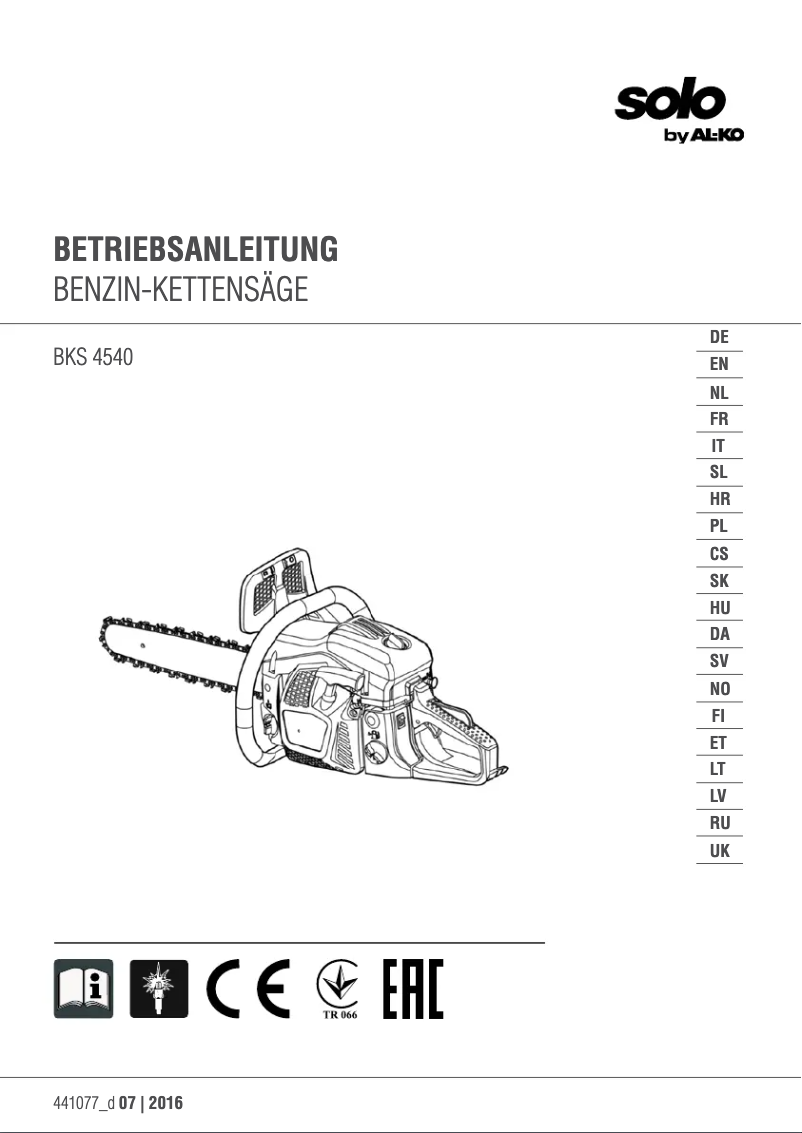 Page n°1 - Manuel utilisateur AL-KO BKS 4540
