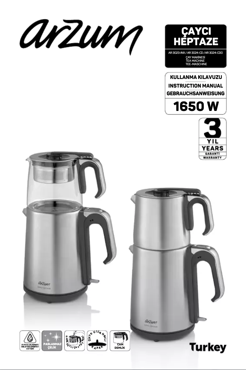 Page n°1 - Manuel utilisateur Arzum AR3023