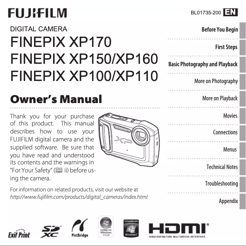 Page n°1 - Manuel utilisateur Fujifilm FinePix XP170