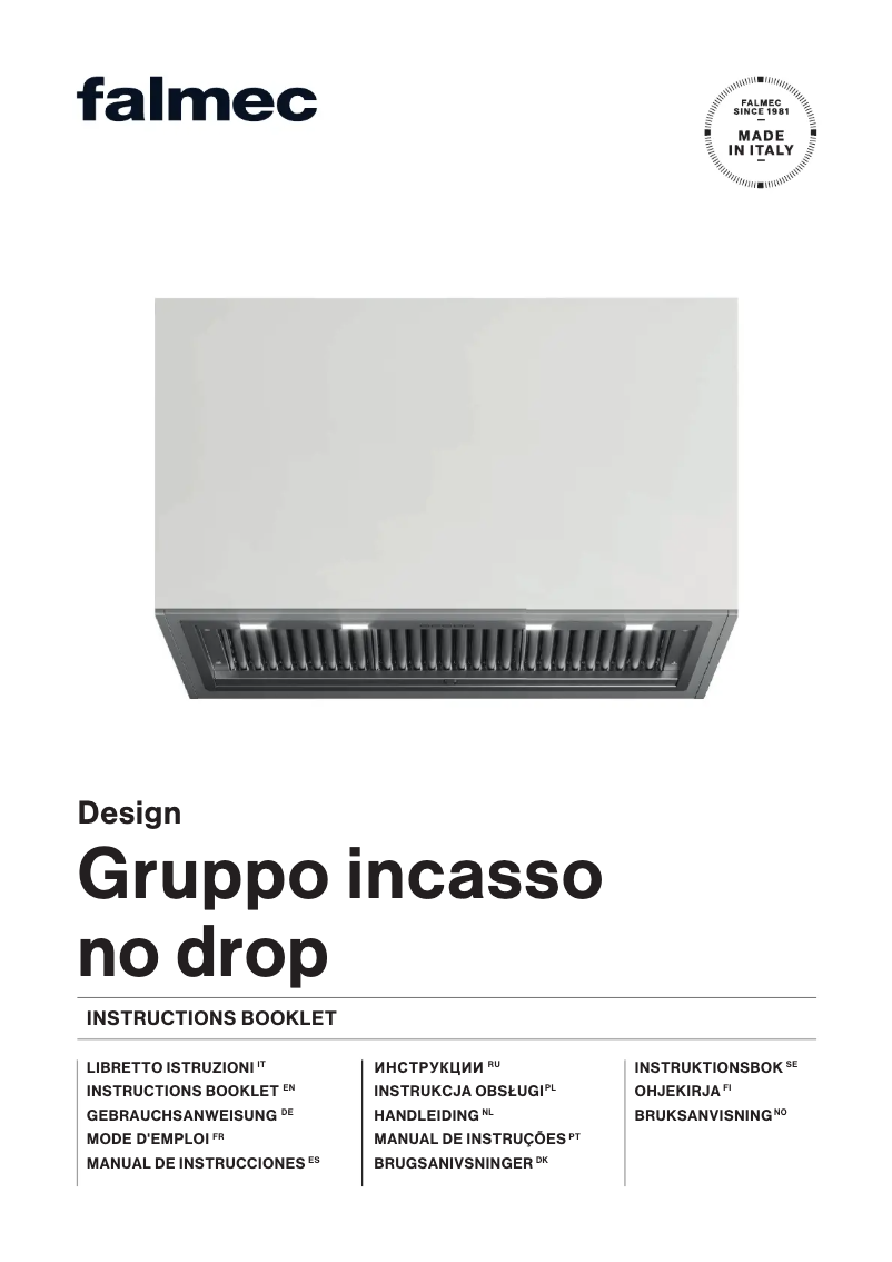 Page 1 de la notice Manuel utilisateur Falmec Gruppo Incasso No-Drop