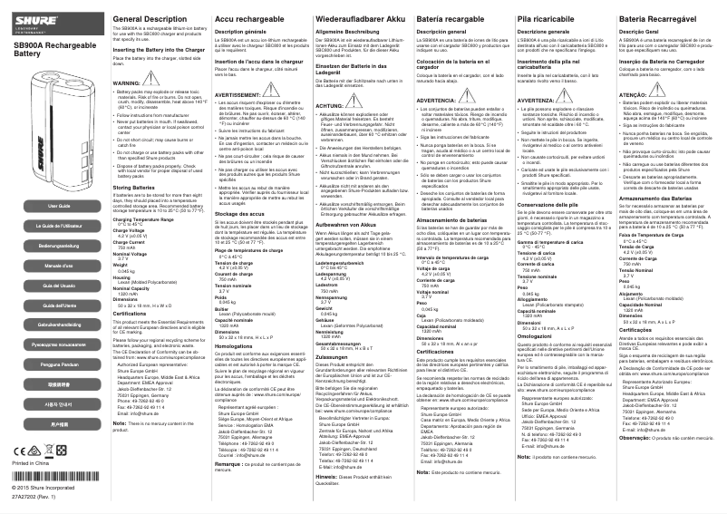 Image de la première page du manuel de l'appareil SB900A