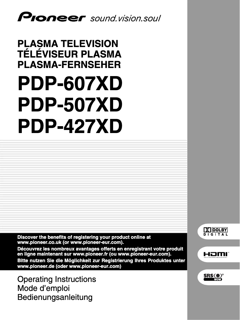 Page n°1 - Manuel utilisateur Pioneer PDP-607XD