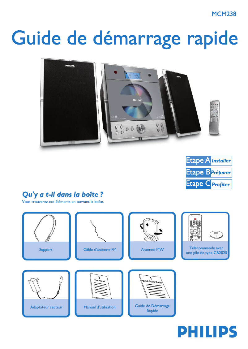 Page n°1 - Guide de démarrage rapide Philips MCM238
