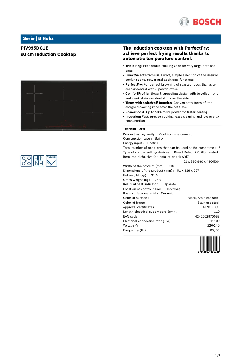 Imagen de la primera página del manual del dispositivo PIV995DC1E