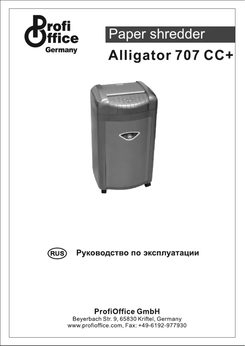 Image de la première page du manuel de l'appareil Alligator 707 CC+