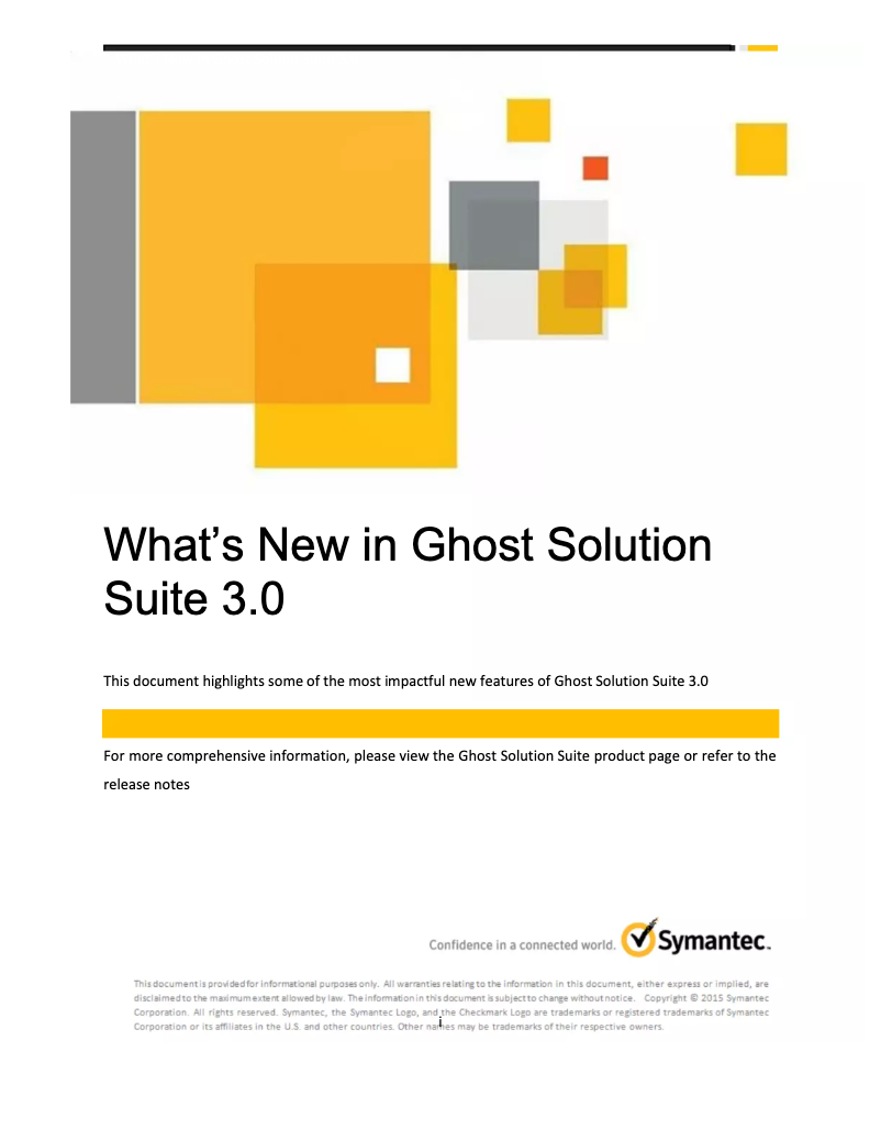 Page n°1 - Manuel utilisateur Symantec Ghost Solution Suite