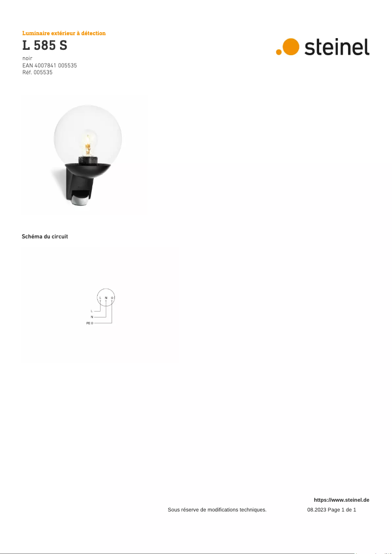 Image de la première page du manuel de l'appareil L 585 S