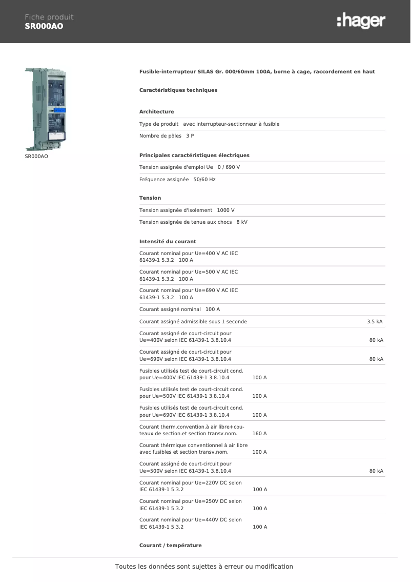 Image de la première page du manuel de l'appareil SR000AO