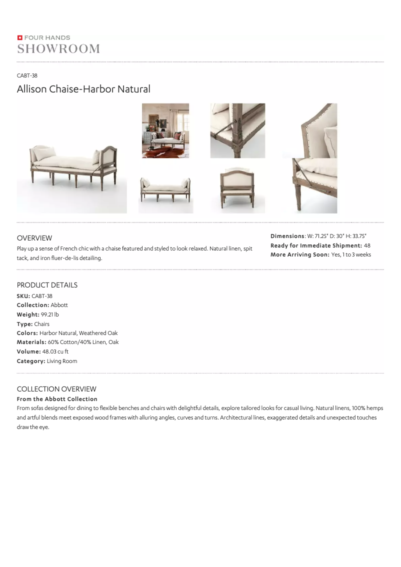 Page 1 de la notice Manuel utilisateur Four Hands CABT-38