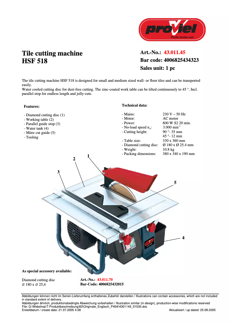 Image de la première page du manuel de l'appareil HFS 518