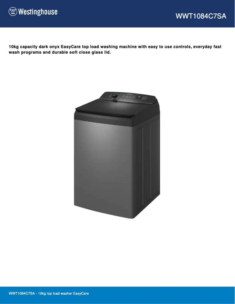 Page 1 de la notice Fiche technique Westinghouse WWT1084C7SA