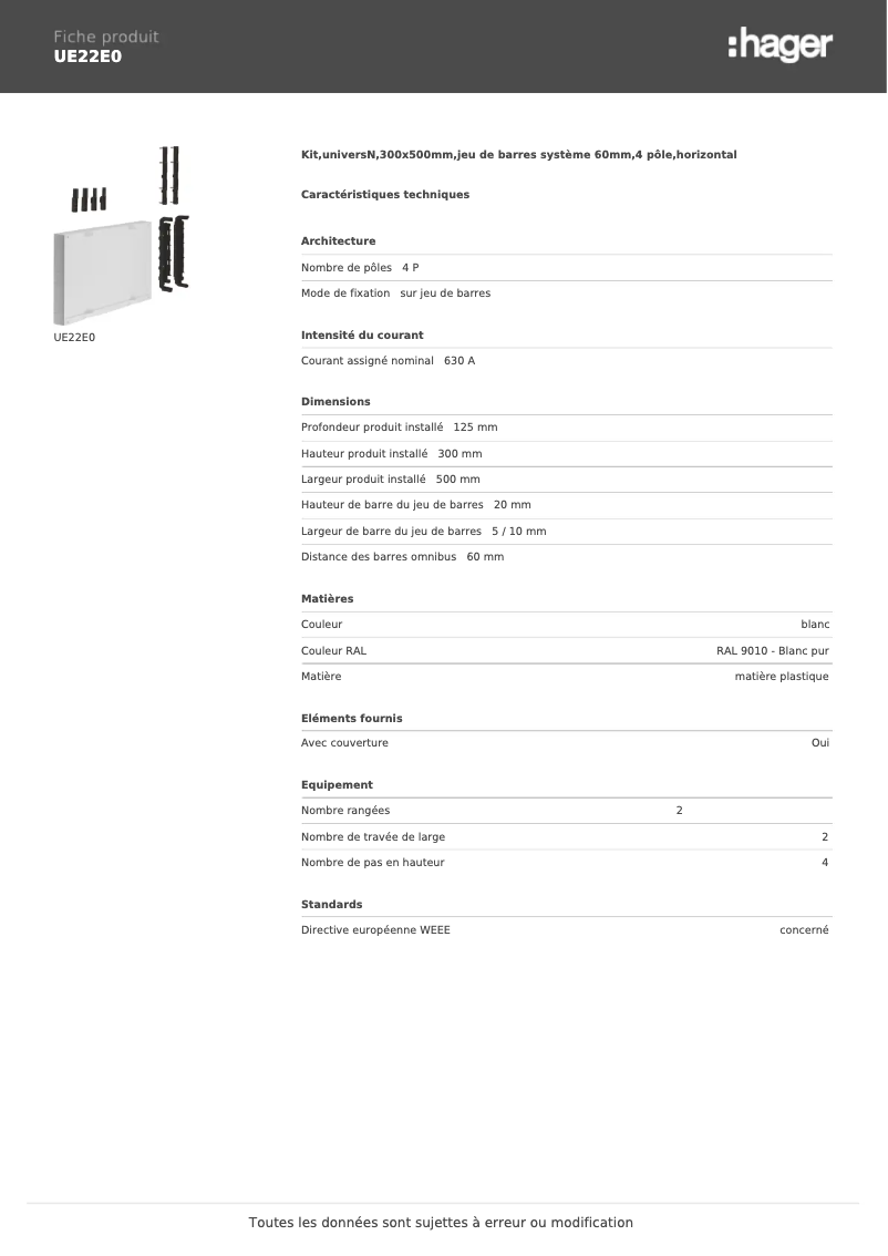 Page n°1 - Manuel utilisateur Hager UE22E0