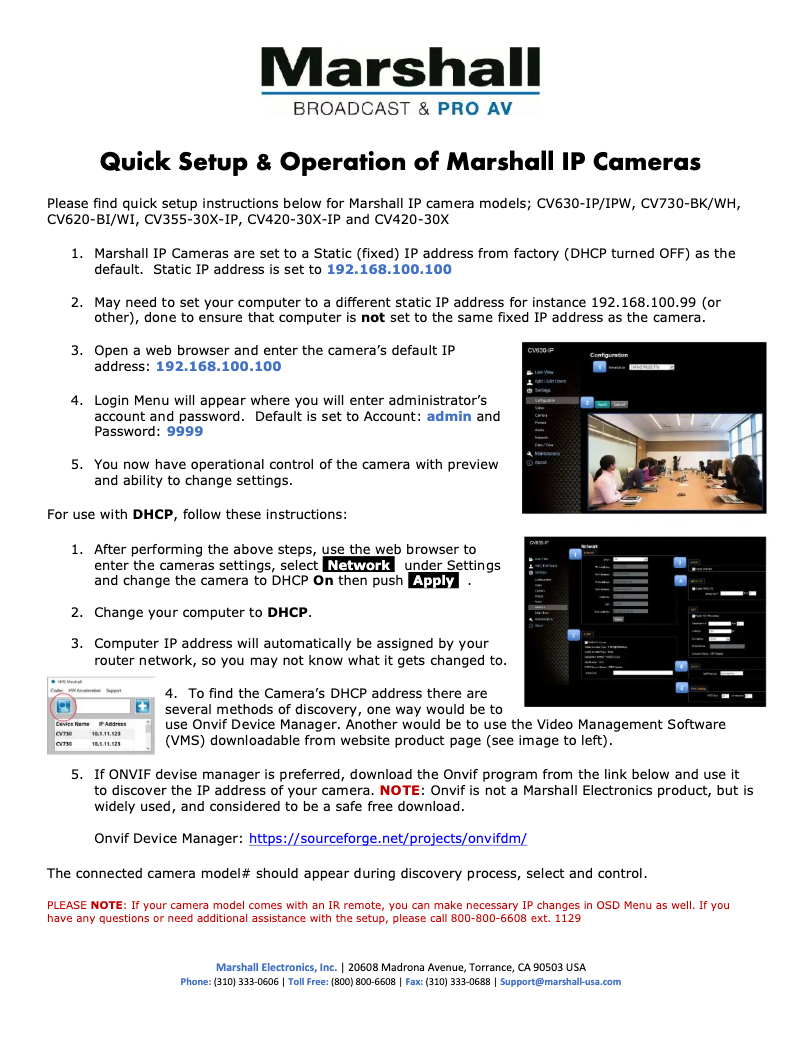 Page n°1 - Manuel utilisateur Marshall Electronics CV620-TBI