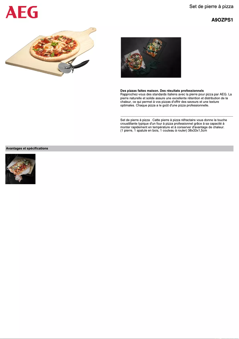 Page n°1 - Fiche technique AEG A9OZPS1