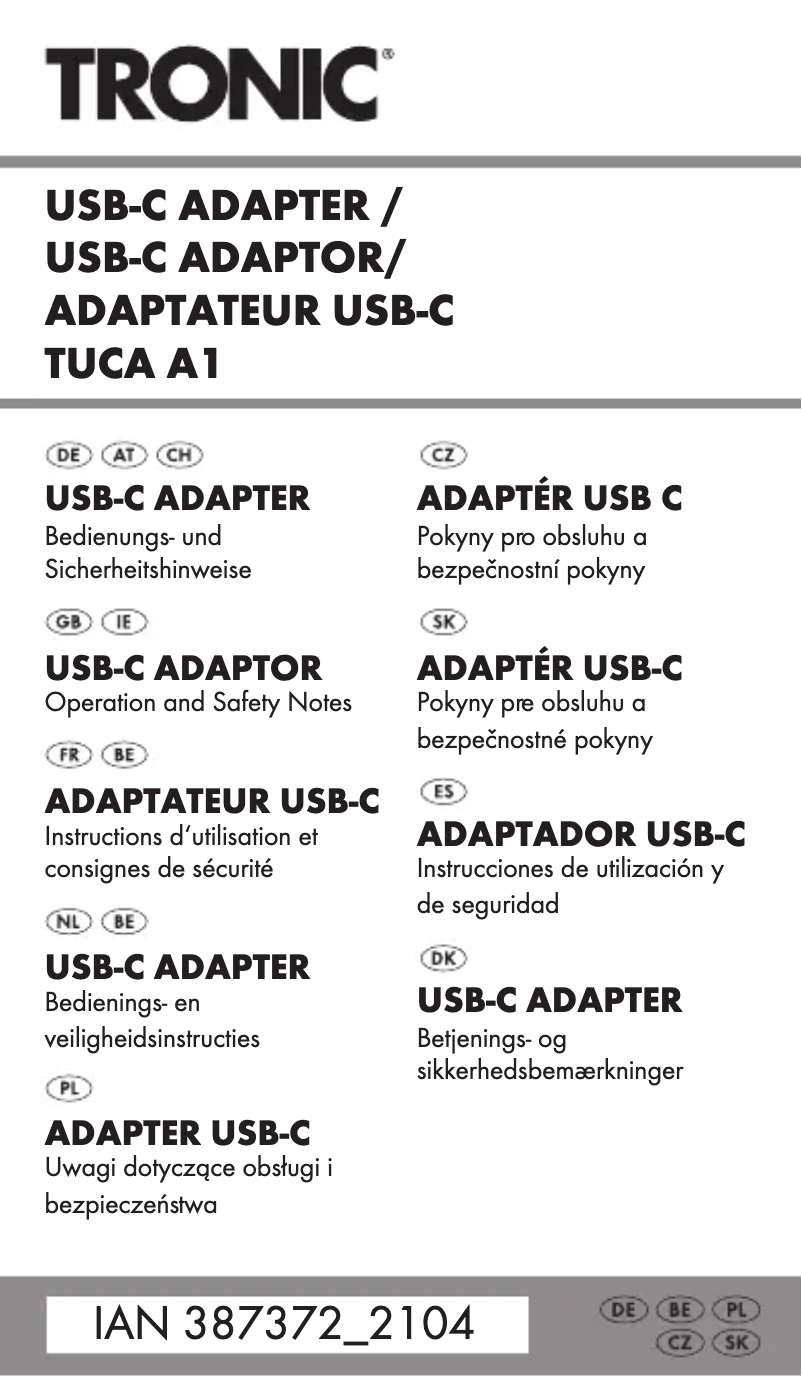 Image de la première page du manuel de l'appareil TUCA A1