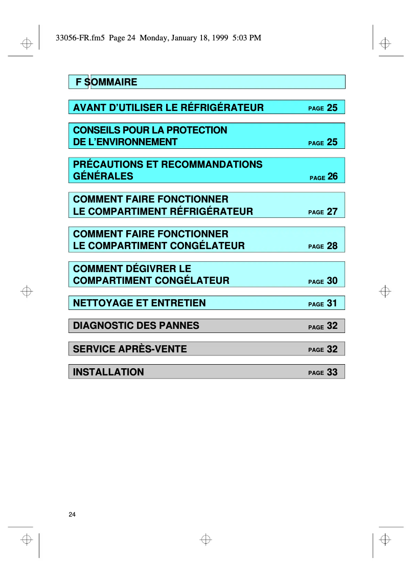 Page 1 de la notice Manuel utilisateur Whirlpool ARZ 972/H
