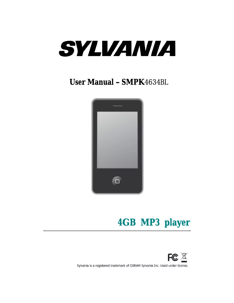 Page 1 de la notice Manuel utilisateur Sylvania SMPK4634BL