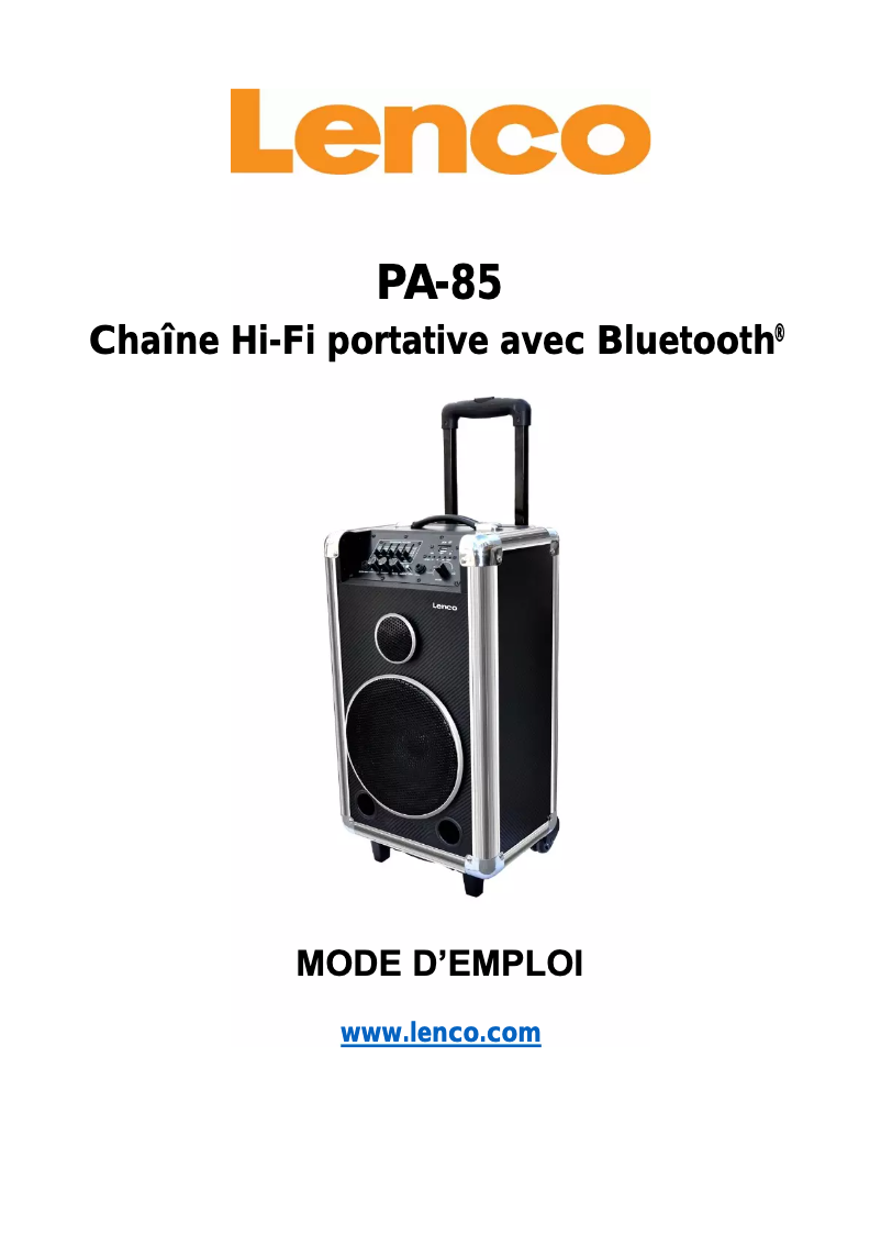 Image de la première page du manuel de l'appareil PA-85