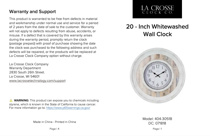 Page n°1 - Manuel utilisateur La Crosse Technology 404-3051B