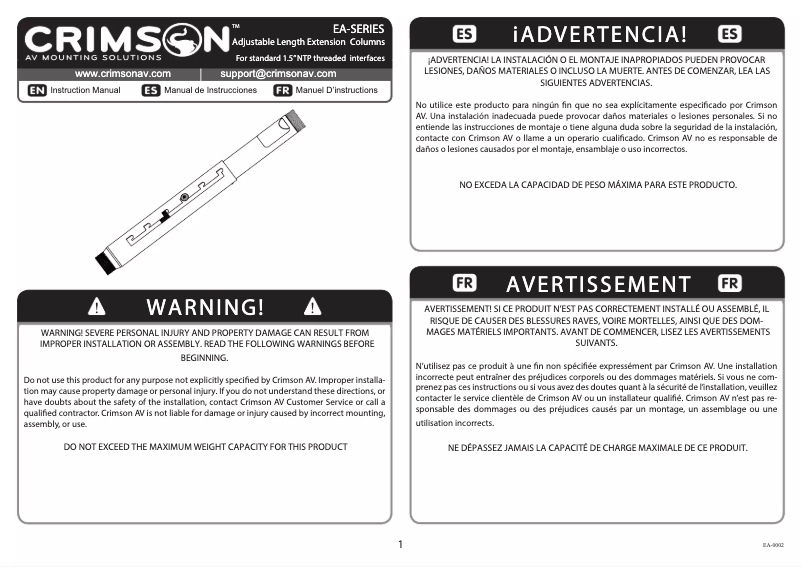 Page 1 de la notice Manuel utilisateur Crimson EA0611W