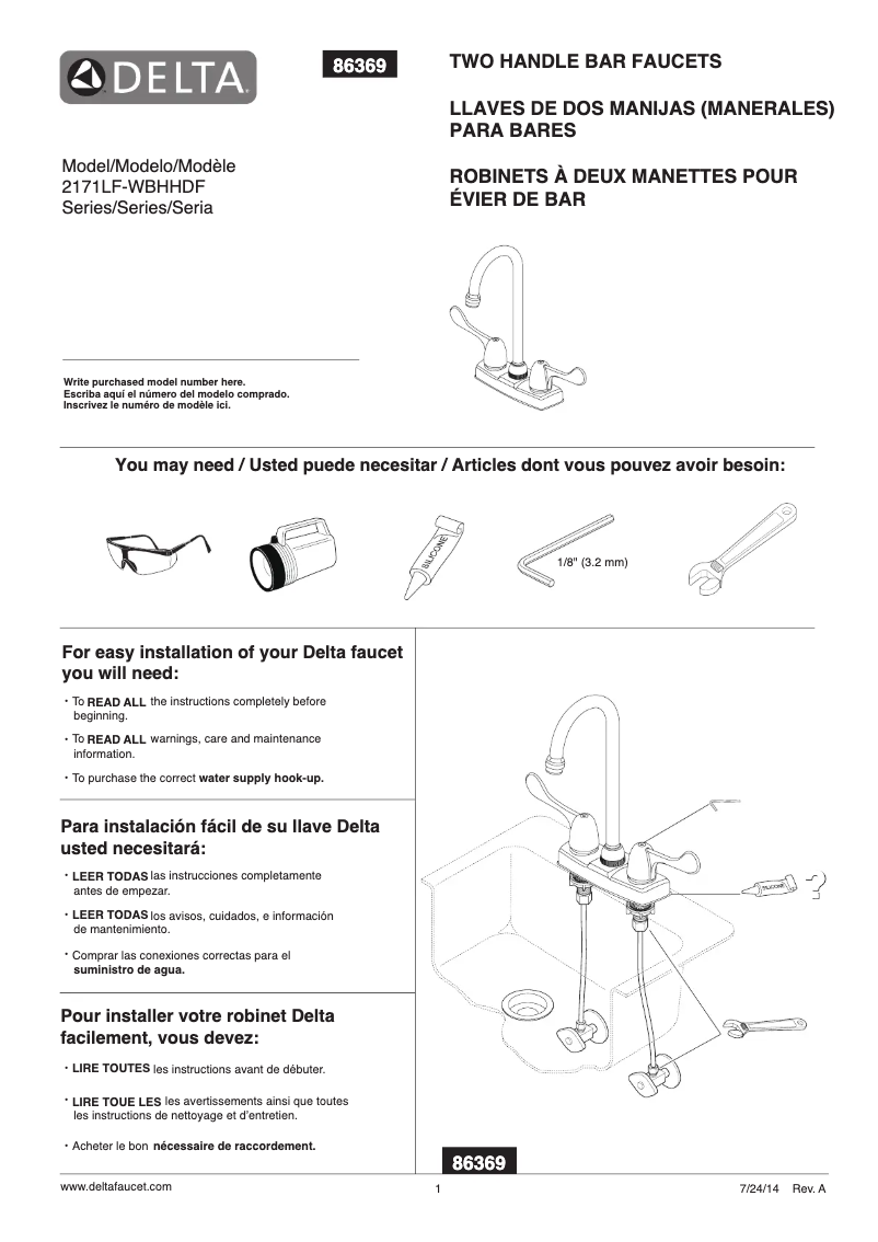 Page 1 de la notice Manuel utilisateur Delta 2171LF-WBHHDF
