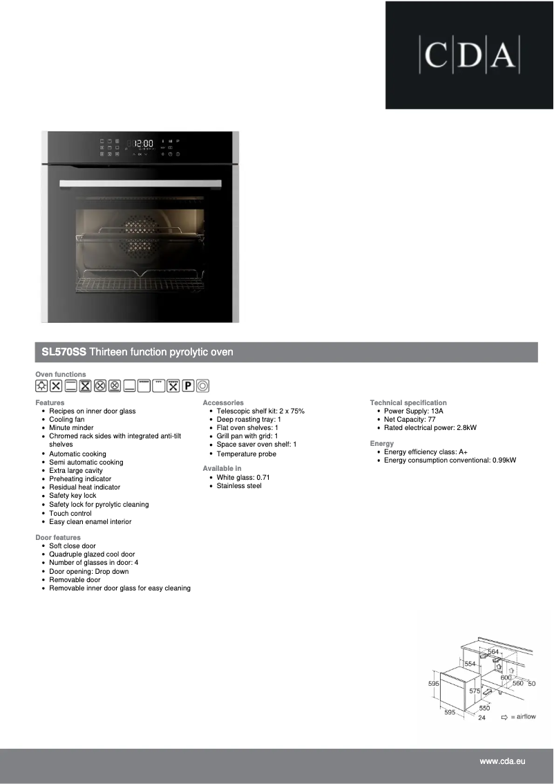 Page n°1 - Fiche technique CDA SL570SS