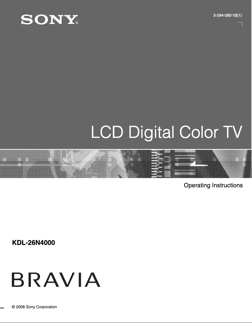 Image de la première page du manuel de l'appareil Bravia KDL-26N4000